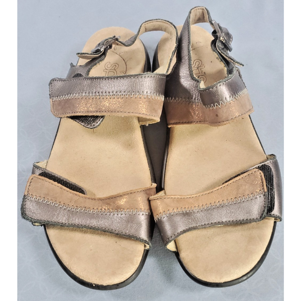 SAS Nudu Sandals Womens Dusk Metallic Pewter Bronze Leather Comfort Shoes Size 6 - Picture 2 of 14